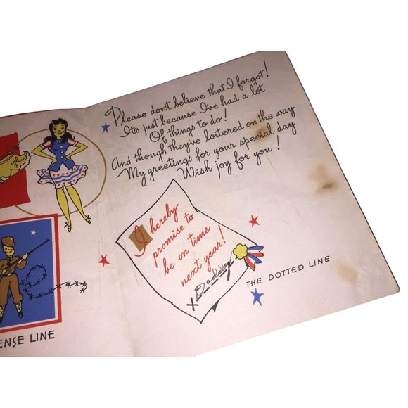 "It's the SAME OLD LINE, Been So Busy!" Cute Retro Greeting Card - Mid-Century - Picture 4 of 5